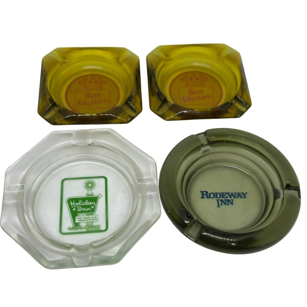 VTG Motel Glass Ashtray Lot Holiday Inn Rodeway Best Western Lot 4 Collectibles
